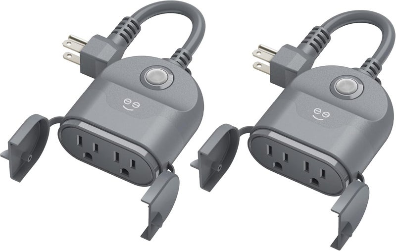 Geeni Outdoor Duo Wi-Fi Smart Plug | 2 Weatherproof Outlets, Compatible with Alexa & Google Assistant | Wireless Remote Control & Timer for Holiday Lights, Appliances, and More, 2-Pack - Image 1